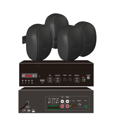 Full Set PA System 1.5U Class D Mixing Amplifier 4 Commercial Audios Good Sound for Background Music OEM ODM Wall-mount Speakers
