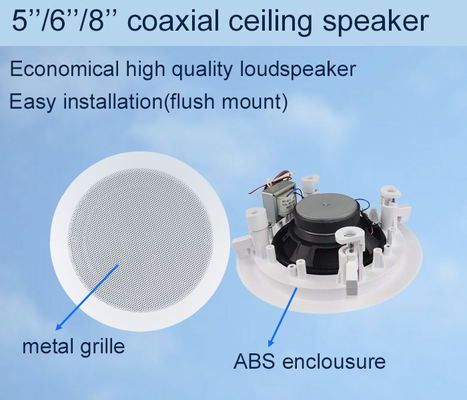 Goede prijs. 15W/7.5W 6 inch Coaxiale luidspreker 100V Plafondluidsprekers ABS materiaal Flush Mount OEM ODM Factory Sale online