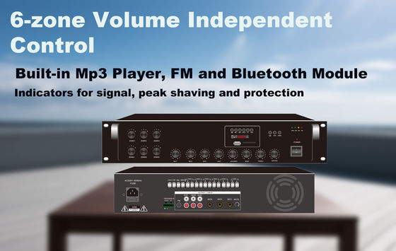 Prezzo buono Amplificatore mixer FM Bluetooth 240W con uscita a 6 zone e telecomando in linea
