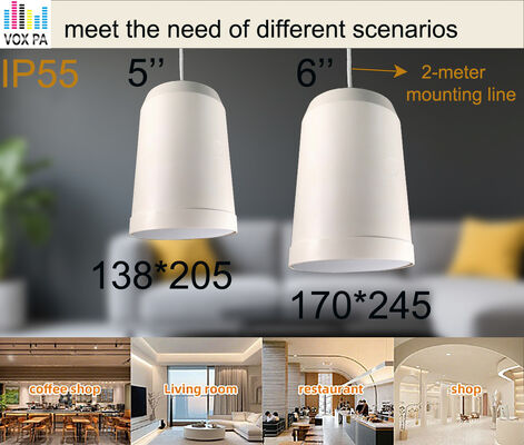 10w/5w 5-inch Hanging Speaker IP55 Waterproof Full Range Speaker with 2-meter Mounting Line